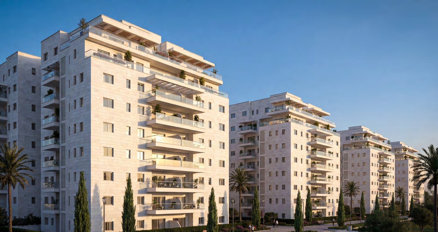 Render of SADOT apartment buildings along a Carmei Gat street