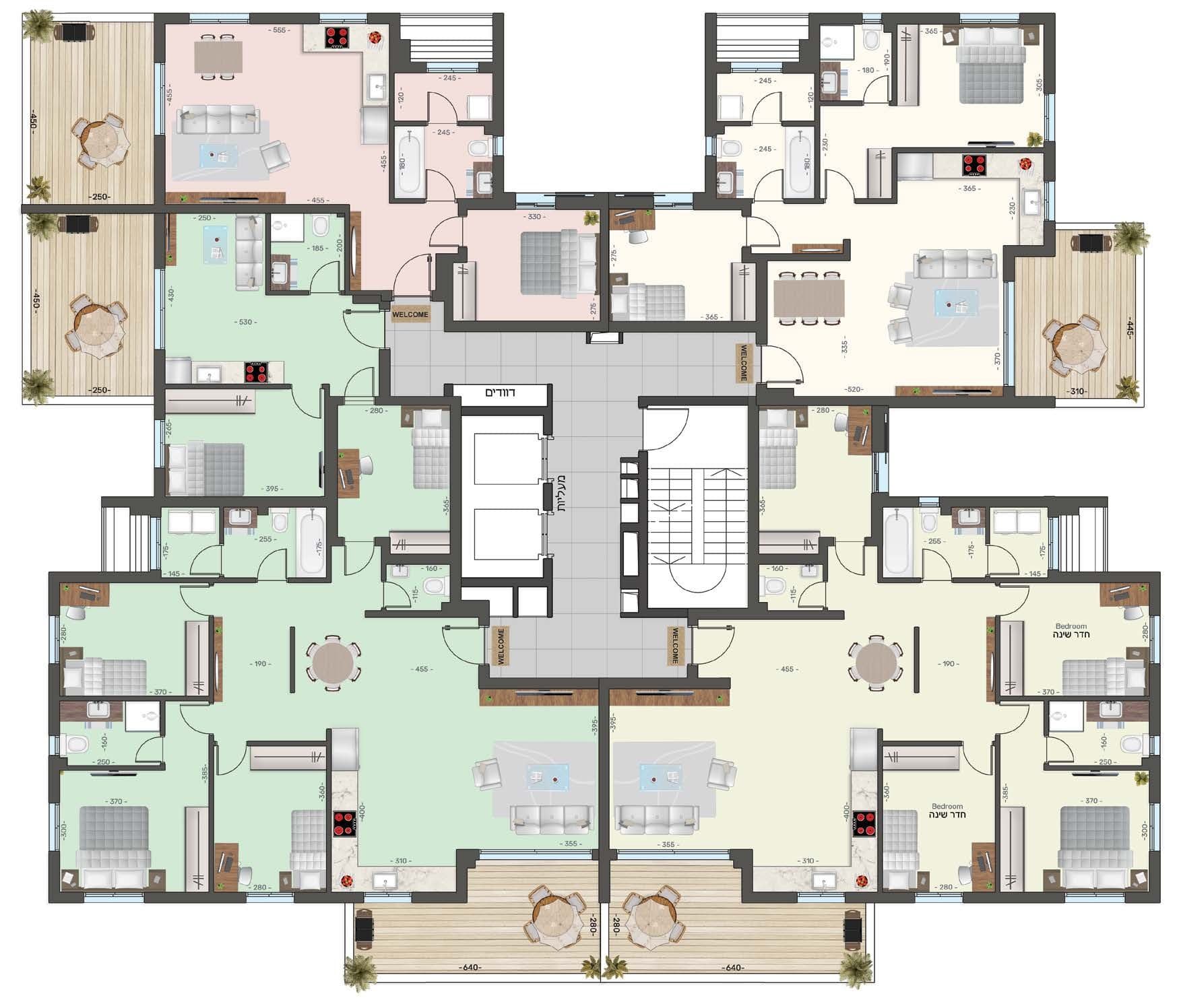Typical floor plan, building D12